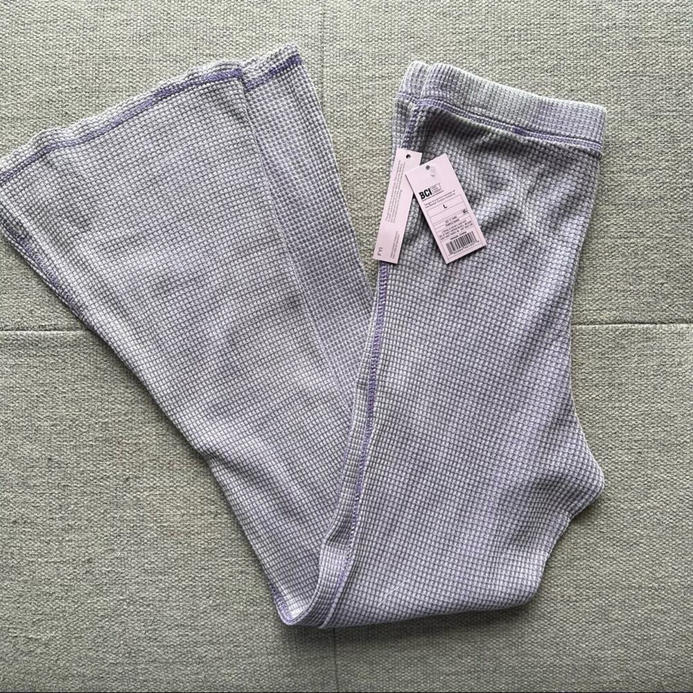 Wild Fable Waffle Knit Thermal Boho Flare Leg Pants Legging Purple Large - Picture 2 of 10